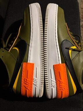 Nike Women’s Size 10 Air Force 1 Shadow Olive Orange Black